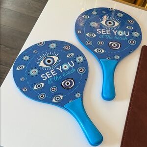 MADE IN GREECE Blue Eye Pattern Beach Paddle Set